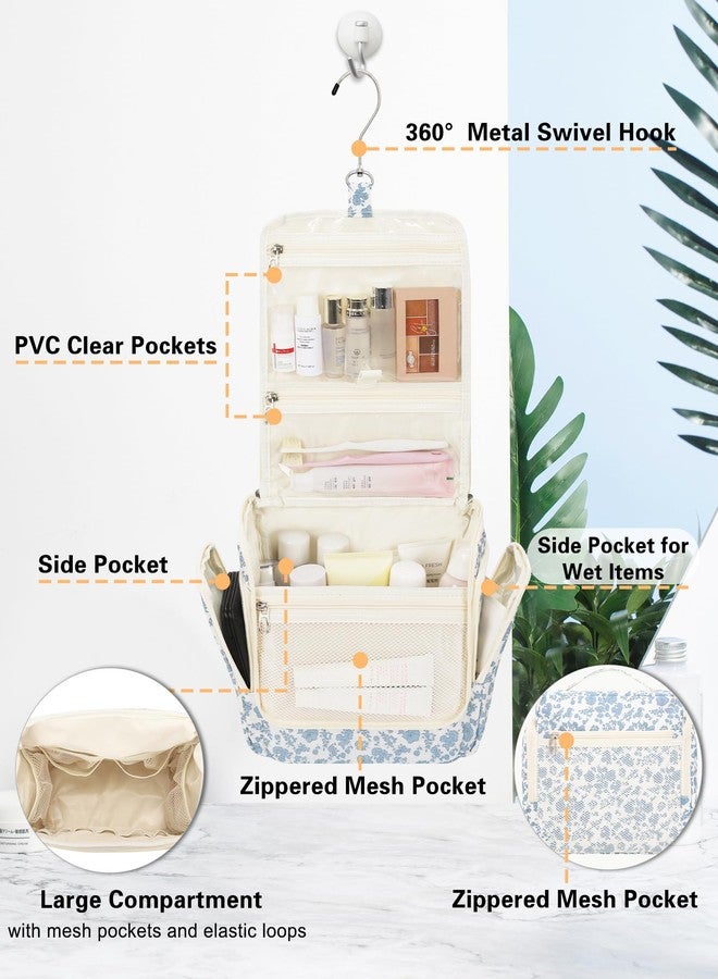 Relavel Hanging Toiletry Bag for Women Travel Makeup Bag Cosmetic Organizer Toiletries Bag for Travel Size Essentials Accessories Shower Caddy Bag for Bathroom Beach Gym, Floral Print - Image 2